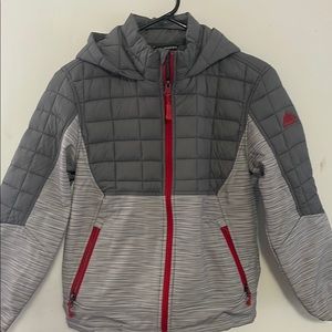 Gray and Red Hooded Jacket